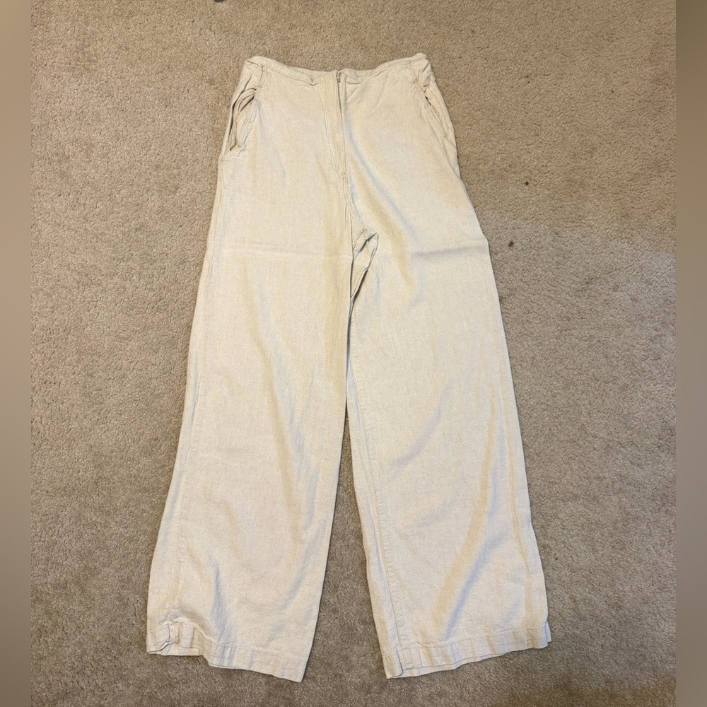H&M Cream Corduroy Wide-Leg Jogger Pants